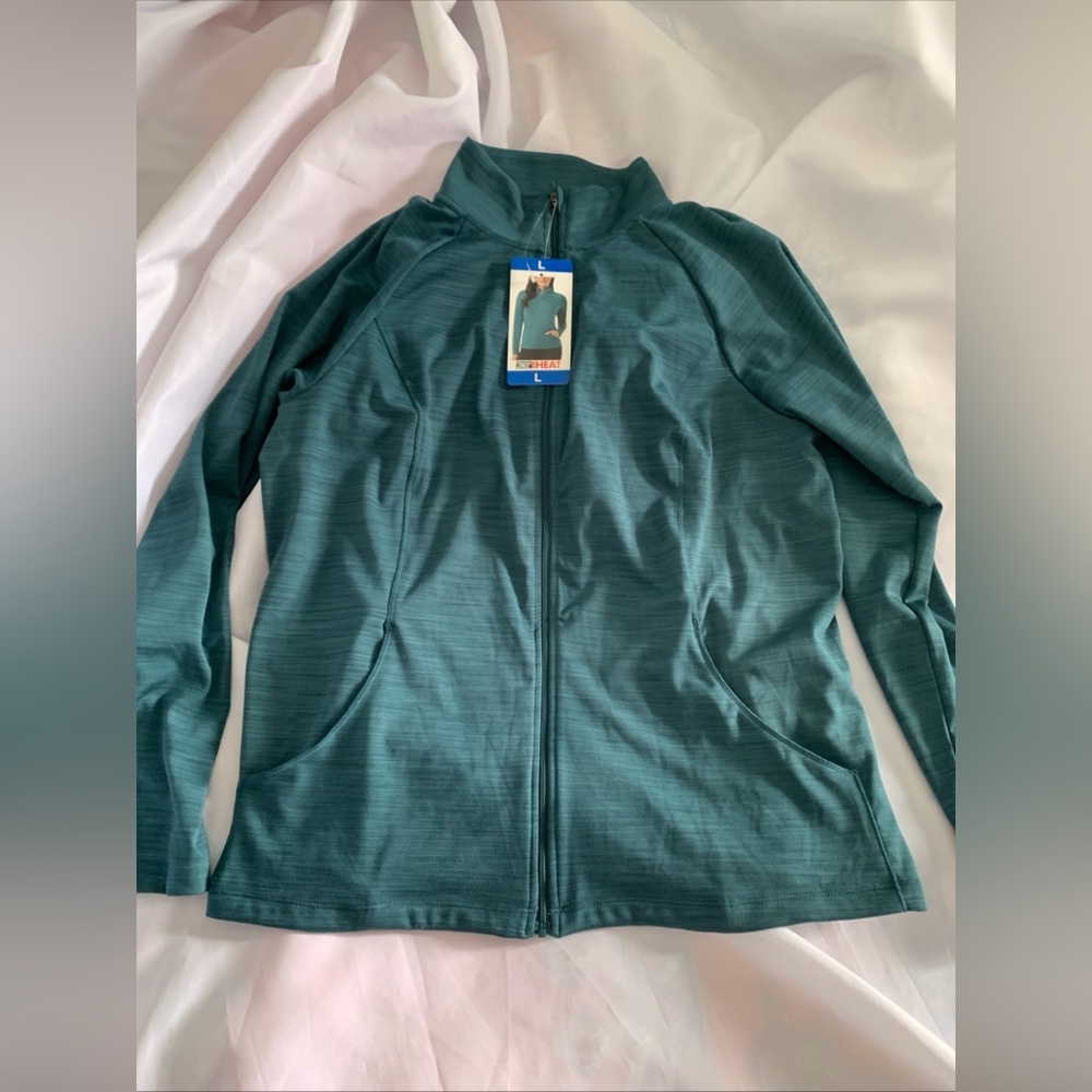 32 Degrees Heat Mid-Layer Full-Zip Jacket Green Women’s Large NWT